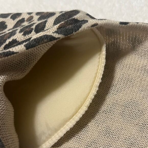 VINTAGE SIDEFFECTS Brown Cream Leopard Print Full Zip Padded Cardigan Size XL - Picture 8 of 12